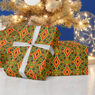Geometric Kente Mönster Wrapping Papper Presentpapper