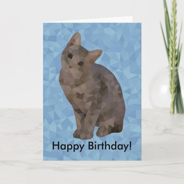 Geometric Kitten Grattis på födelsedagen-kort Kort (Framsida)