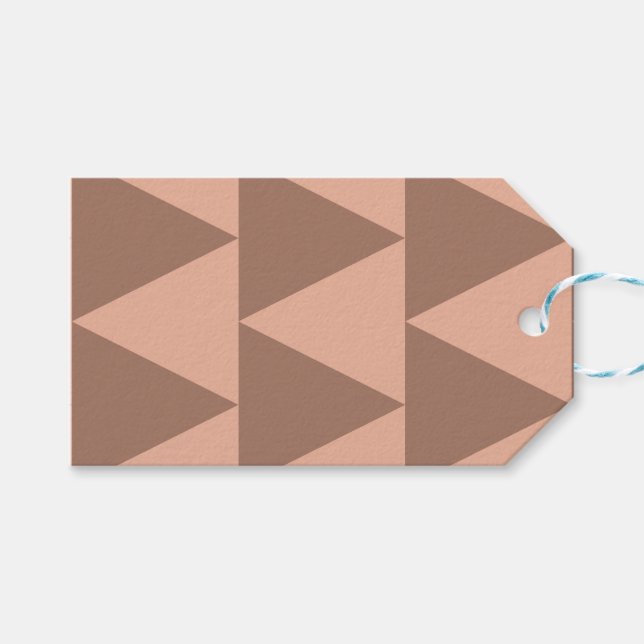 Geometric Large Triangles Mocha Mousse Dusty Rosa Presentetikett (Framsidan (Horisontell))
