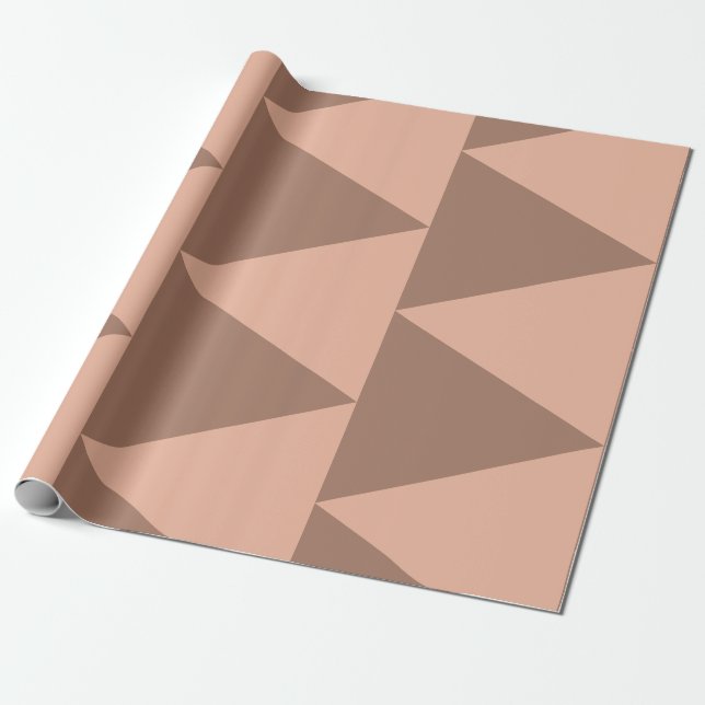 Geometric Large Triangles Mocha Mousse Dusty Rosa Presentpapper (Utrullad)