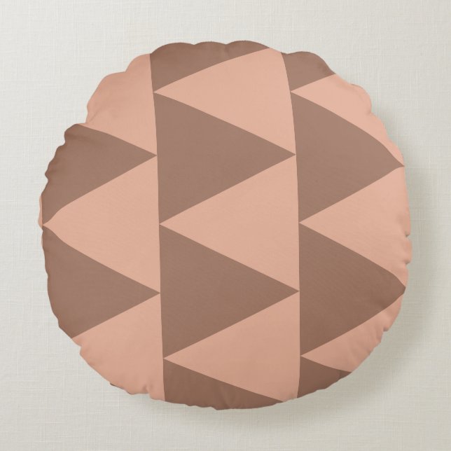 Geometric Large Triangles Mocha Mousse Dusty Rosa Rund Kudde (Framsidan)