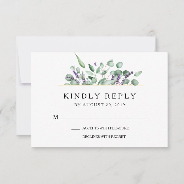 Geometric Lavender Eucalyptus Bröllop OSA Card Kort (Framsida)