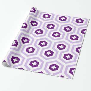 Geometric Lavender Lila Hexagon & Kor Mönster Presentpapper
