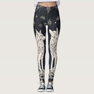 Geometric Leggings för svart och vit Varg