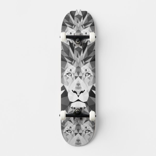 Geometric Lejon Black and White Skateboard Bräda 21,5 Cm (Framsida)