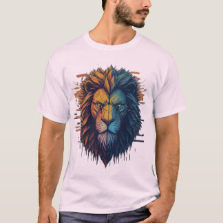 Geometric Lejon Glitch Art T-Shirt