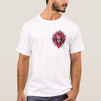 Geometric Lejon Head T-Shirt - Bold Strength i Kvä