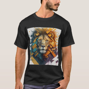 ’Geometric Lejon Majesty T-Shirt Design’