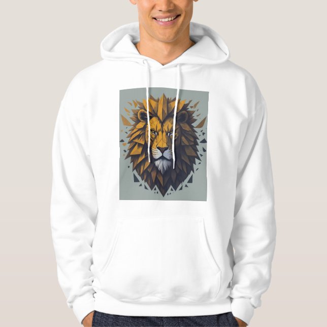 Geometric Lejon Roar" T-shirt Hoodie (Framsida)