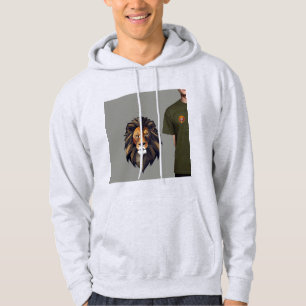 Geometric Lejon Streetwear Logotyp Hoodie Design