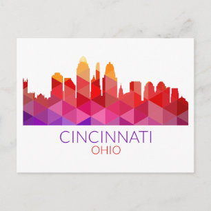 Geometric Ligcape City View Cincinnati, Ohio Vykort