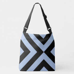 Geometric Light Blue and Black Chevrons Axelväska