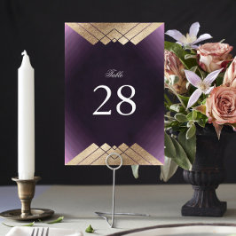 Geometric Lila Guld Gatsby Bröllop Bordsnummer