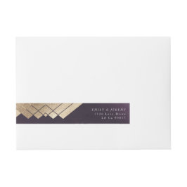 Geometric Lila Guld Gatsby Bröllop Etikettband