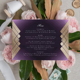 Geometric Lila Guld Gatsby Bröllop Meny