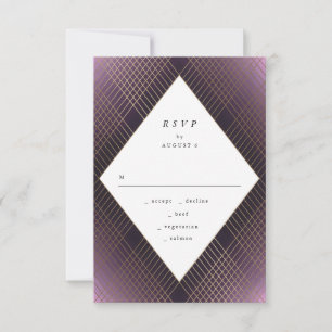 Geometric Lila Guld Gatsby Bröllop OSA Kort