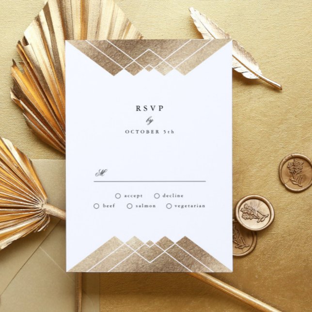 Geometric Lila Guld Gatsby Bröllop OSA Kort (Skapare uppladdad)