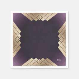 Geometric Lila Guld Gatsby Bröllop Pappersservett