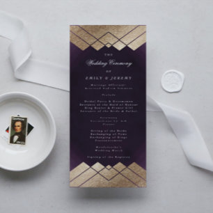 Geometric Lila Guld Gatsby Bröllop Program