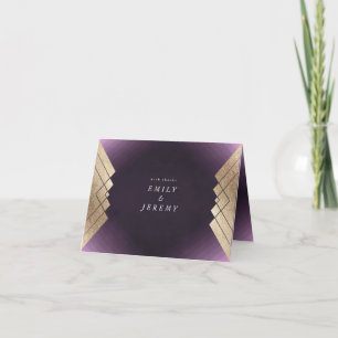 Geometric Lila Guld Gatsby Bröllop Tack Kort
