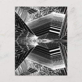 Geometric Line Art Black & White Abstract Design Vykort