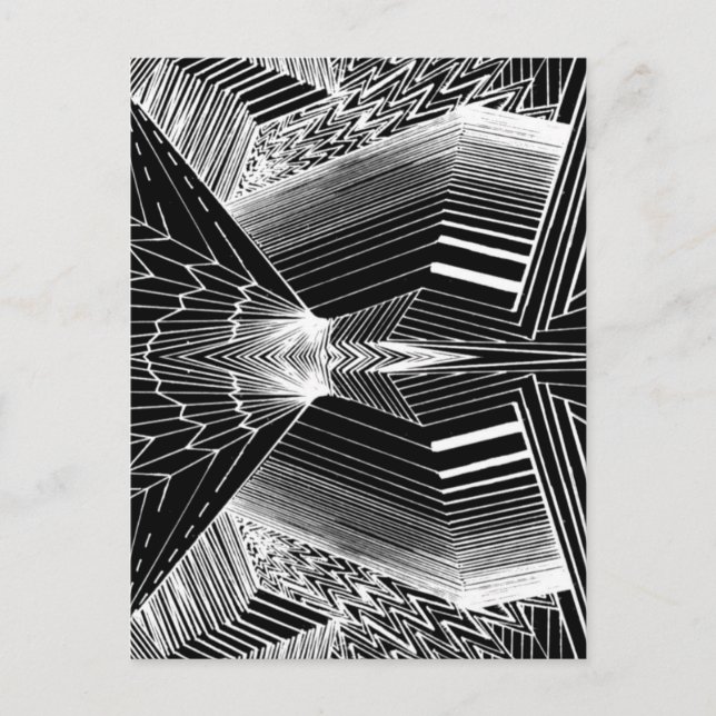 Geometric Line Art Black & White Abstract Design Vykort (Framsida)
