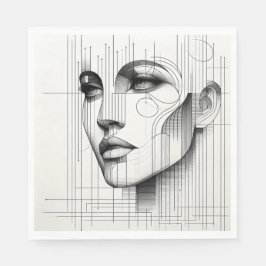 Geometric Line Portrait Pappersservett