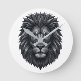 Geometric Lion King - Metallic Mandala Line Art Rund Klocka