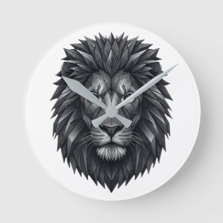 Geometric Lion King - Metallic Mandala Line Art Rund Klocka