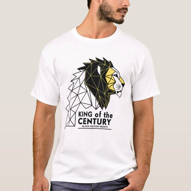Geometric Lion King of the Century Black History M T Shirt (Framsida)