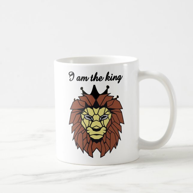 Geometric Lion Mug - "King of Strength" Motivation Kaffemugg (Höger)