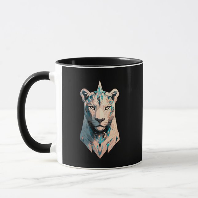 Geometric Lioness Crystal Abstract Art Coffee Mugg (Vänster)