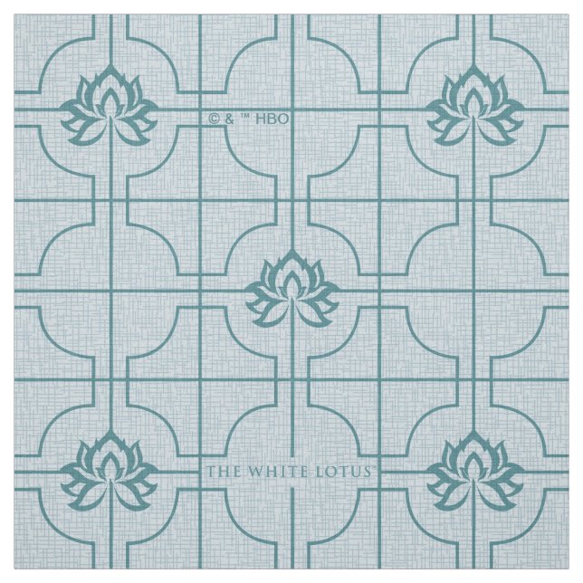 Geometric Lotus Grid Mönster - White Lotus Tyg (Provkarta)