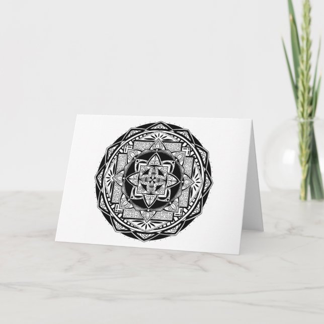 Geometric Lotus Mandala blank hälsningskort Kort (Framsida)