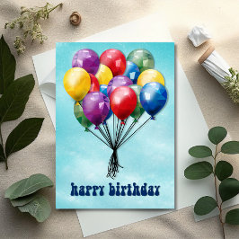 Geometric Low-Poly Balloons Birthday Card Kort