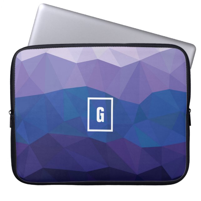 Geometric low poly design blue laptop sleeve fodra (Framsidan)