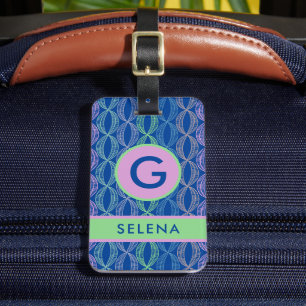 Geometric Luggage Tag-Grönt för modern Rosa-Abstra Bagagebricka