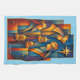 Geometric Magi - Three Wise Men Christmas Star Art Kökshandduk