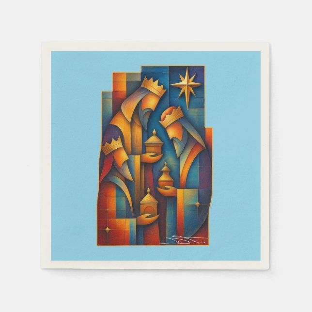 Geometric Magi - Three Wise Men Christmas Star Art Pappersservett (Framsidan)