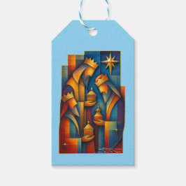 Geometric Magi - Three Wise Men Christmas Star Art Presentetikett