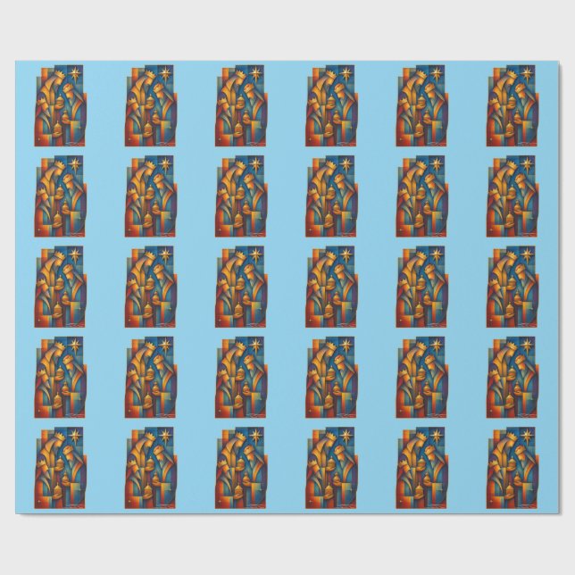 Geometric Magi - Three Wise Men Christmas Star Art Presentpapper (Platt)