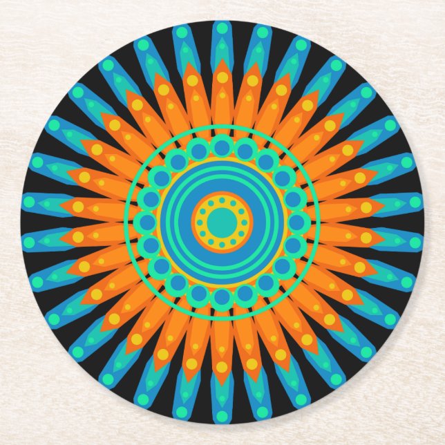 Geometric Mandala Art Circle Design-48256 Underlägg Papper Rund (Framsidan)