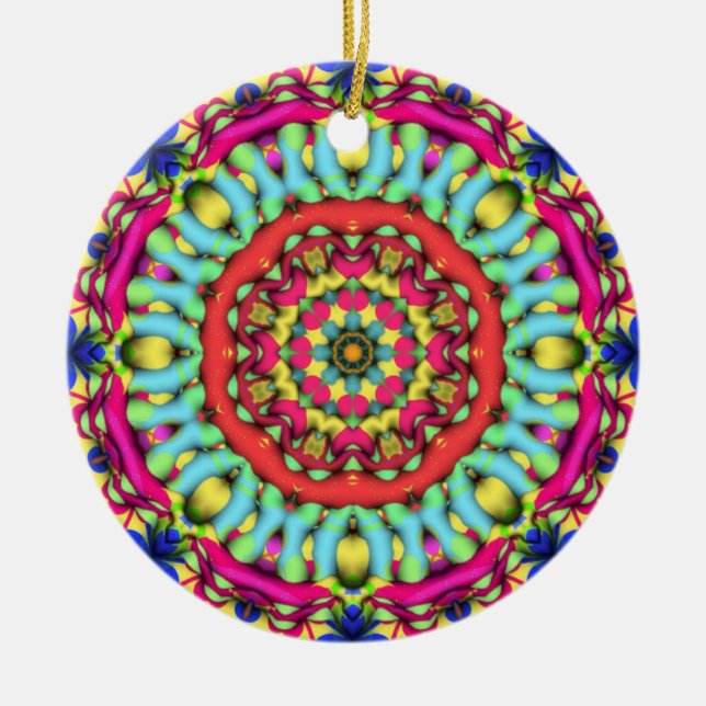 Geometric Mandala Art: Guld Blue Rosa Ornament (Framsidan)