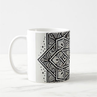 "Geometric Mandala Art Mugg - Unik svartvitt