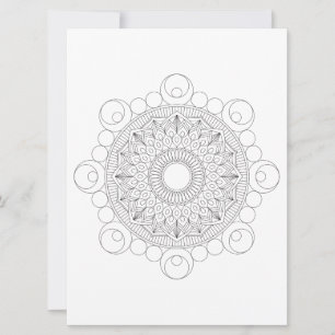 Geometric Mandala Black Linjer v2-färgmall Julkort
