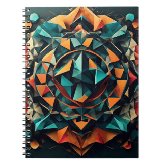 Geometric Mandala Fusion: Blue & Orange Dynamic De Anteckningsbok