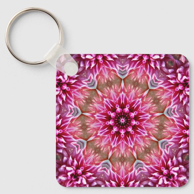 Geometric Mandala Rosa Flower Mönster-67545 Nyckelring (Framsida)