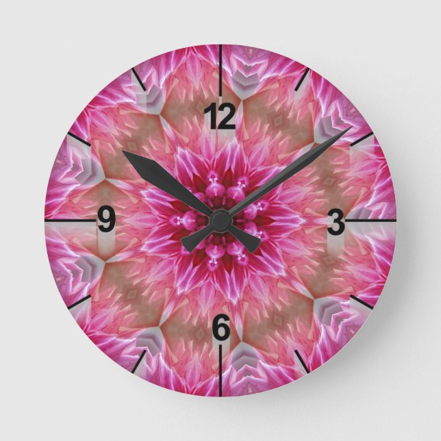 Geometric Mandala Rosa Flower Mönster-67545 Rund Klocka (Framsida)