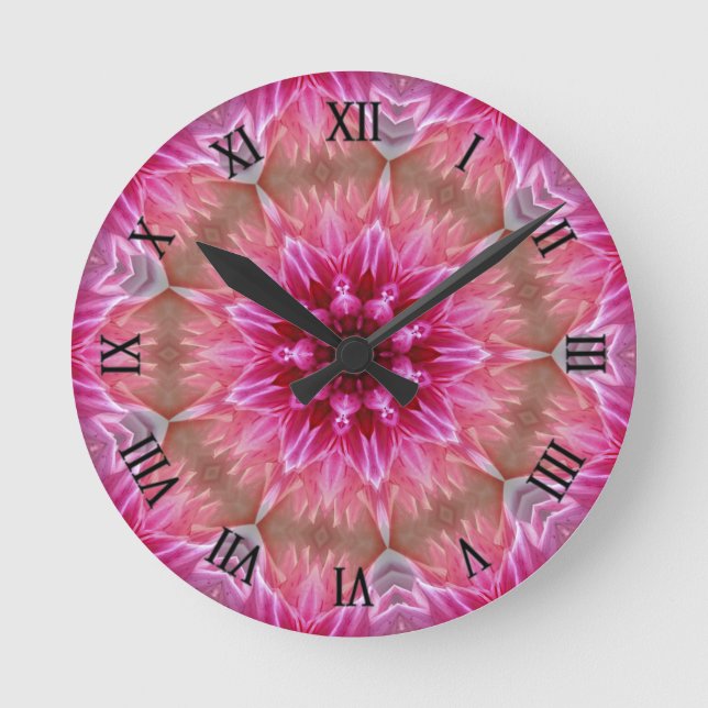 Geometric Mandala Rosa Flower Mönster-67545 Rund Klocka (Framsida)