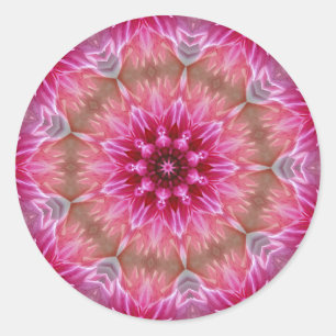 Geometric Mandala Rosa Flower Mönster-67545 Runt Klistermärke